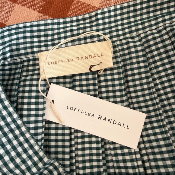 Loeffler Randall Emlyn Midi Skirt - Green Gingham / US 6 - Picture 6 of 9